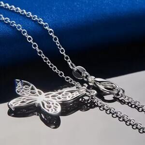925 Sterling Silver Butterfly Necklace Boho Women's Valentine's Birthday Gift